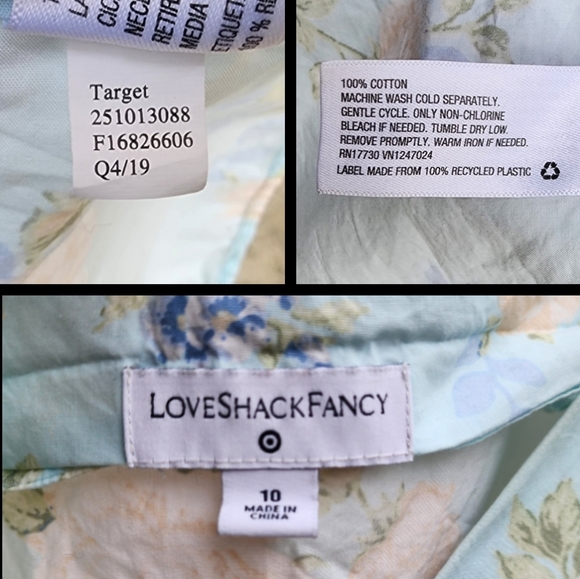 10 LoveShackFancy Estelle Floral Blue Puff Short Sleeve Midi Dress Target - Picture 16 of 16